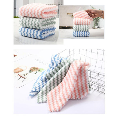 Khăn Bông Lau Bếp, Lau Chén Bát Hình Kẻ Sọc - Khăn Vệ Sinh 2 Mặt Siêu Thấm Hút Khăn Lau Đa Năng Nhà Bếp 22x22 cm Sọc Vằn - Giao Màu Ngẫu Nhiên
