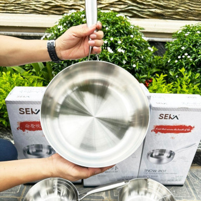 Chảo Tuyết Nguyên Khối SEKA, Chảo Inox Nguyên Khối Chống Dính, Đáy Từ 22, 24, 26cm Dùng Được Mọi Loại Bếp - Hàng Chính Hãng