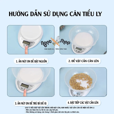 Cân điện tử mini nhà bếp, cân thực phẩm nguyên liệu làm bánh, trà sữa tặng kèm móc treo siêu dính 10kg