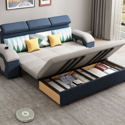 Sofa giường đa năng hộc kéo đầu bật cao cấp HGK-20 ngăn chứa đồ tiện dụng Tundo KT 2m2