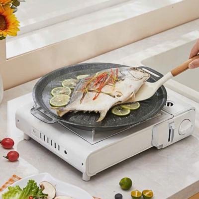 Chảo Vân Đá Nướng Không Dầu Chống Dính Size 34cm, Chảo Nướng Thịt BBQ Hàn Quốc Dùng Cho Mọi Loại Bếp - HÀNG CHÍNH HÃNG MINIIN