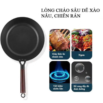 Chảo Vân Đá Chống Dính 3 Lớp Size 28cm, Chảo Chiên Ngập Dầu Sâu Lòng  - HÀNG CHÍNH HÃNG MINIIN