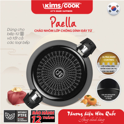 [CHỐNG DÍNH TỐT] Chảo Paella KimsCook PBO31 - Hợp Kim Nhôm Chống Dính - Dùng Cho Mọi Bếp - Hàng Chính Hãng