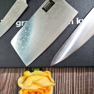 DAO - BỘ 3 DAO BẾP NHẬT BẢN THÉP DAMASCUS MÃ A7 DT2 nt topcomshop vn