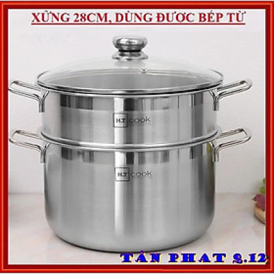 BỘ NỒI XỬNG HẤP INOX  28CM VÀ 30CM 2 TẦNG VUNG KÍNH CƯỜNG LỰC