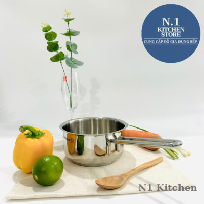 Nồi Quánh inox 18/10 Korkmaz Perla 1.6 lít có nắp - 16x8 cm - Hàng Chính Hãng