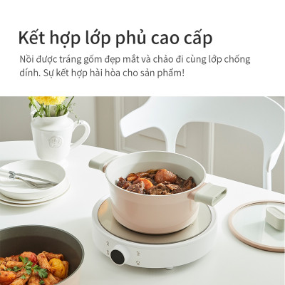 Chảo nhôm Lock&Lock chống dính Suit IH 22cm CSU1225PIK - Hàng chính hãng, dùng được bếp từ, tay cầm êm, dẫn nhiệt nhanh - JoyMall