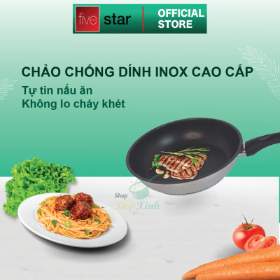 Chảo Inox Chông Dính 3 Đáy Fivestar CKD24-3DI (24cm)  - Hàng Chính Hãng