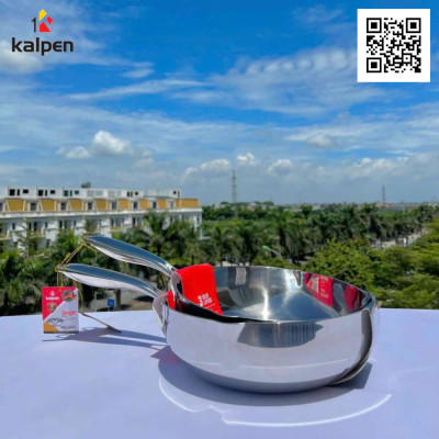 Chảo Inox 3 lớp đúc liền khối miệng rót Kalpen Zenger 20cm, bảo hành 5 năm