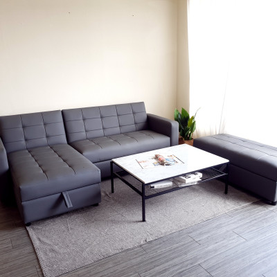 Sofa giường kéo góc L Juno sofa màu cam, xám, tro