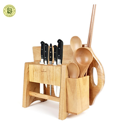 Dụng Cụ Nhà Bếp - Kệ Để Dao, Thớt, Đũa, Muỗng Bằng Gỗ Kiểu Đứng - Đồ Dùng Gia Dụng Nhà Bếp Bằng Gỗ