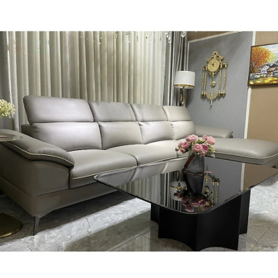 Sofa góc L da bò Italy Tundo 4 chỗ ngồi màu nâu cam SFLCT04 3m3 x 1m6 hàng cao cấp chuẩn da bò nhập khẩu Ý