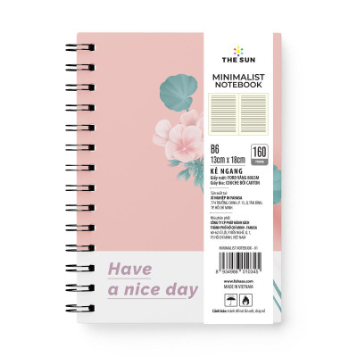 Sổ Lò Xo Bìa Cứng Minimalist B6 - Kẻ Ngang - 160 Trang 80gsm - The Sun 01