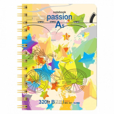 Sổ kẻ ngang lò xo kép dọc A5 320 trang 70/76; MS: 941