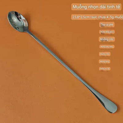 combo thìa muỗng cà phê khuấy đồ uống inox cao cấp - dài 24cm