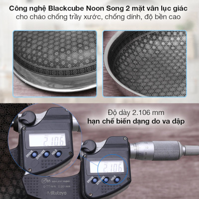 Chảo Noon Song inox 3 lớp đáy từ chống dính 2 mặt Blackcube 32cm hàng xuất Hàn Quốc