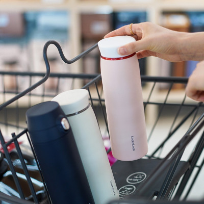 Bình giữ nhiệt LocknLock Feather Light Ring màu hồng LHC4244PIK 460ml - Hàng chính hãng, có khay lưới lọc trà - JoyMall