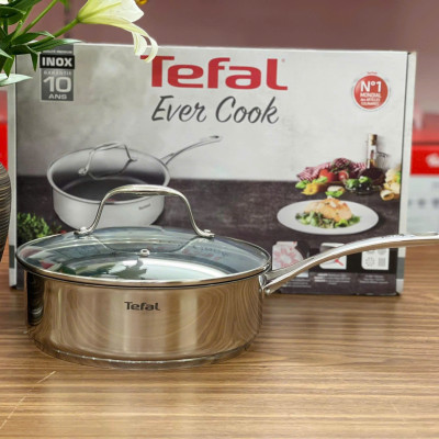 CHẢO QUÁNH CHỐNG DÍNH TEFAL EVER COOK 24CM CÓ NẮP ĐẬY Hàng chính hãng