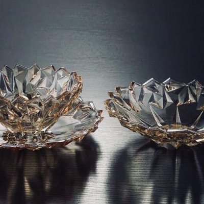 COMBO 3 KHAY THỦY TINH ĐỰNG BÁNH KẸO HOA QUẢ MÀU VÀNG CAO CẤP - ANTH687