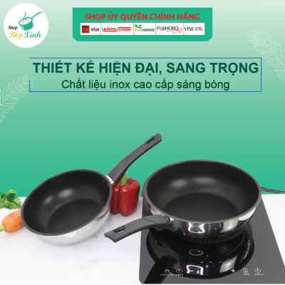  Chảo Chống Dính Bếp Từ Sâu Lòng Fivestar 3 Đáy Cao Cấp 22cm | 24cm | 26cm | 28cm , tặng 1 sạn dừa