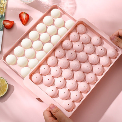 Khay Làm Đá Bi Tròn Tủ Lạnh 33 Viên Có Nắp Đậy Khuôn Làm Đá Tiện Dụng