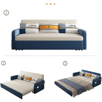 Sofa giường đa năng hộc kéo HGK-03 ngăn chứa đồ tiện dụng Tundo KT 1m8 phối trắng xanh