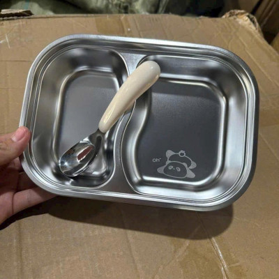 Khay ăn 2 ngăn kèm thìa hình thú dễ thương hình thú cho bé loại 1 - giao hình ngẫu nhiên