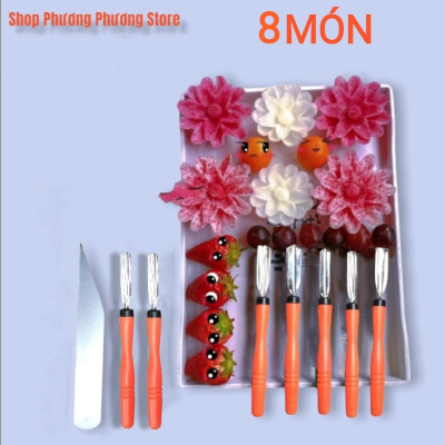 ( HÀNG CAO CẤP ) Bộ 8 & Bộ 9 món dụng cụ - dao tỉa hoa quả nghệ thuật 