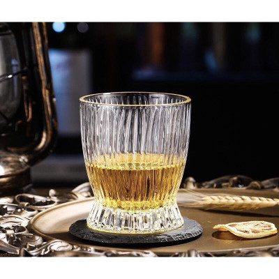 Bộ 6 cốc thủy tinh sọc dưa trắng đế loe TH