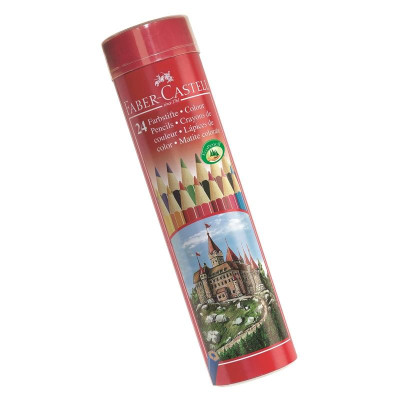 Faber-Chì màu lục giác castle-24 màu dài (hộp thiếc tròn) - 115827
