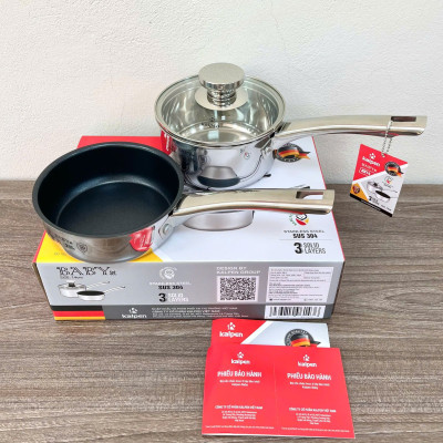 Bộ Nồi Chảo Inox 3 Lớp Liền Khối Kalpen Baby BB14 size 14cm