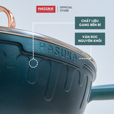 Chảo chống dính cao cấp HASUKA HSK-368CR- kèm xửng hấp inox, thiết kế cách điệu sang trọng, dùng được trên mọi loại bếp