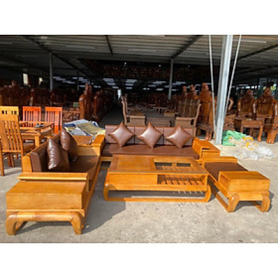 Bộ sofa phòng khách gỗ sồi lau hương JNTV25 Juno Sofa  2 văng kèm nệm sang trọng, hiện đại