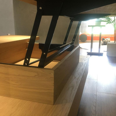 Bàn sofa gỗ sồi mặt bàn nâng hạ mở rộng hiện đại SMLIFE Claris 7C | D114,3 x R86,4 x C40,6cm | gỗ Cao Su và Veneer Sồi