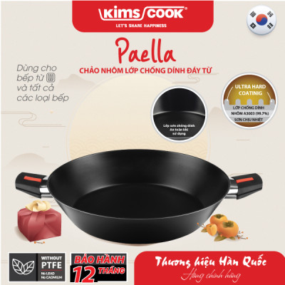 [CHỐNG DÍNH TỐT] Chảo Paella KimsCook PBO31 - Hợp Kim Nhôm Chống Dính - Dùng Cho Mọi Bếp - Hàng Chính Hãng