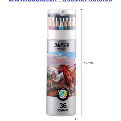 Bút chì 36 màu kèm gọt chì Baoke - PO1036