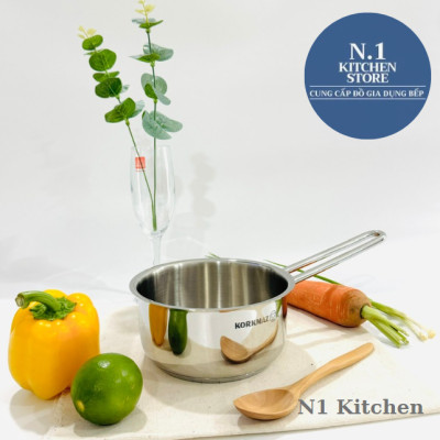 Nồi Quánh inox 18/10 Korkmaz Perla 1.6 lít có nắp - 16x8 cm - Hàng Chính Hãng