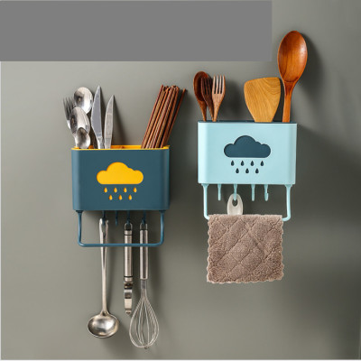 Ống đũa treo tường đám mây tiết kiệm diện tích có móc treo dụng cụ nhà bếp tiện ích - giao màu ngẫu nhiên