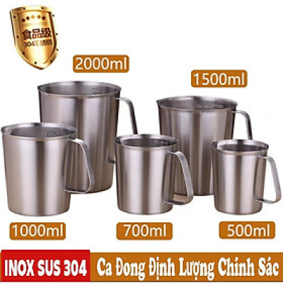 Ca định lượng có vạch CNC dõ nét Inox sus 304 cao cấp ( Ca đong nhiều size ) 