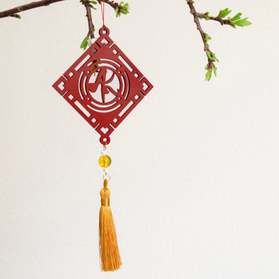 Set 6 dây treo Tết Thư pháp handmade màu đỏ COMBO T6D trang trí mai đào