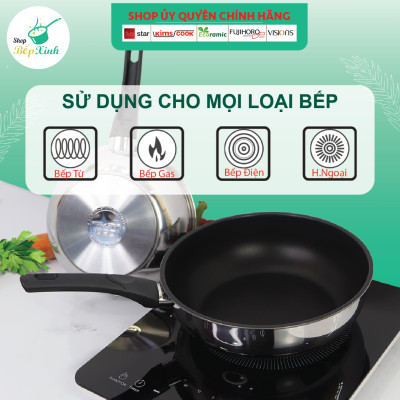  Chảo Chống Dính Bếp Từ Sâu Lòng Fivestar 3 Đáy Cao Cấp 22cm | 24cm | 26cm | 28cm , tặng 1 sạn dừa