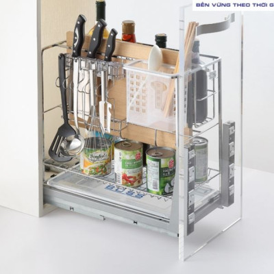 Giá đựng dao thớt Tundo DCT1635 nan vuông ray âm giảm chấn Boss R310*C475*S455 mm