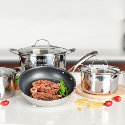 Elmich Bộ nồi chảo inox cao cấp 3 lớp đáy liền Trimax 4 chiếc size 18cm, 20cm, 26cm và chảo 26cm