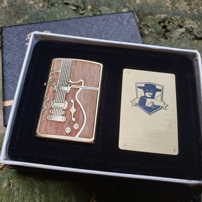 Vỏ Hột Quẹt Bật Lửa Hộp Quẹt Xăng Đá Zorro Z85914 Họa Tiết Cây Đàn - Dùng Xăng Bấc Đá Cao Cấp