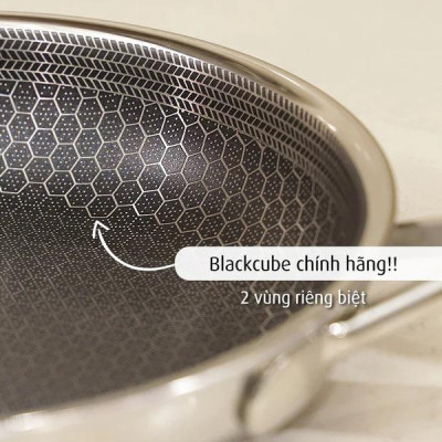 [Hàng chính hãng] Chảo chiên inox iMat Hybrid Blackcube 24cm, Phủ chống dính Ceramic đen