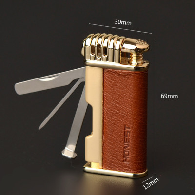 Vỏ Hột Quẹt Bật Lửa Kiêm Bộ Dụng Cụ Đa Năng Honest BCZ-381 Thiết Kế Đẹp Độc Lạ Lửa Cong - Dùng Gas Cao Cấp