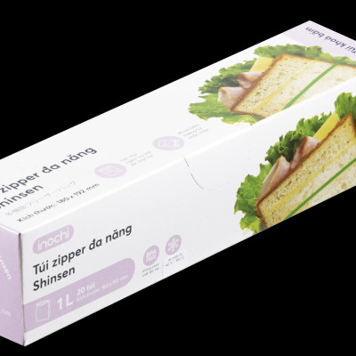 Túi zipper đa năng Shinshen 1L (loại bấm vàng xanh) - Hộp 20 túi