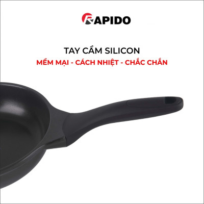Chảo từ Rapido size 28 đáy chấm Teflon RP28-RDT chống dính, giữ nhiệt - Hàng chính hãng