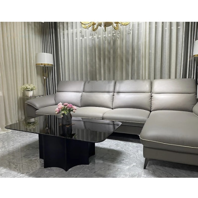 Sofa góc L da bò Italy Tundo 4 chỗ ngồi màu nâu cam SFLCT04 3m3 x 1m6 hàng cao cấp chuẩn da bò nhập khẩu Ý