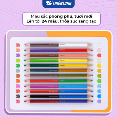 Bút chì 12/24 màu hai đầu - Double Ended Colored Pencils - Thiên Long Colokit